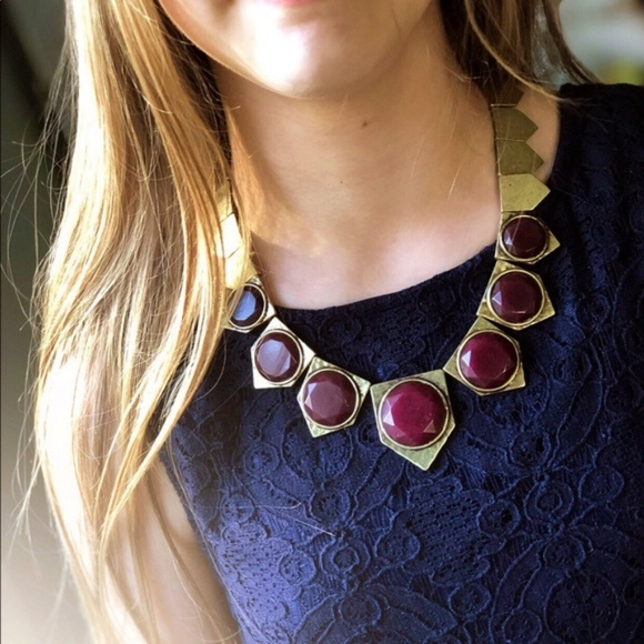 Lucky Brand Jewelry - Lucky Brand Gold & Burgundy Stone Boho Necklace